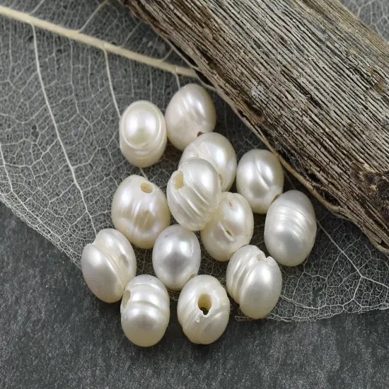 9mm Cream Large Hole Fresh Water Potatoe Pearls (8" Strand) {3}