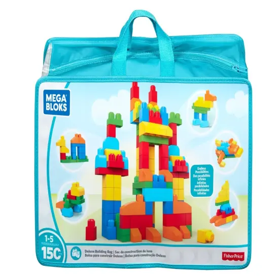 Fisher-Price Toddler Block Toys, Deluxe Building Bag with 150 Pieces and Storage Bag, Gift Ideas for Kids Age 1+ Years (Amazon Exclusive) {2}