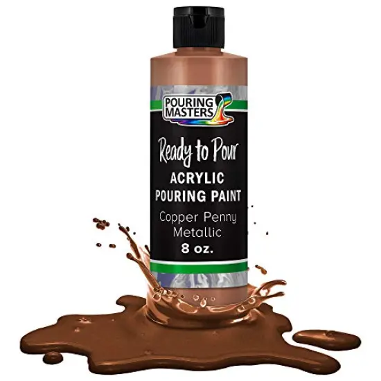 Penny Metallic Acrylic Ready to Pour Pouring Paint &ndash; Premium 8-Ounce Pre-Mixed Water-Based - For Canvas, Wood, Paper, Crafts, Tile, Rocks and more {1}