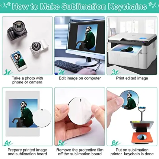 120 Pieces Sublimation Keychain Blanks Bulk, DIY MDF 4 Shape Sublimation Blank Keychain with Keyrings, unisex-adult Double-Sided Printed Heat Transfer Keychain, White {2}