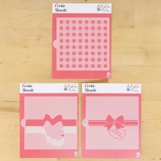 Buffalo Plaid Gift Wrap Cookie 4 pc Stencil Set With Masking Pieces {1}