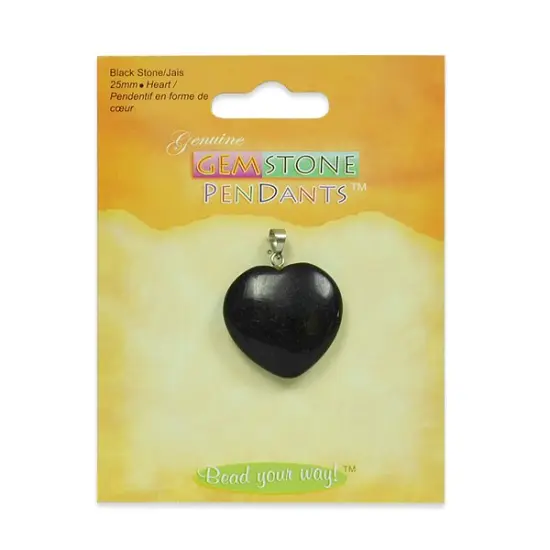 6 Packs of Black Stone Heart Pendant {1}