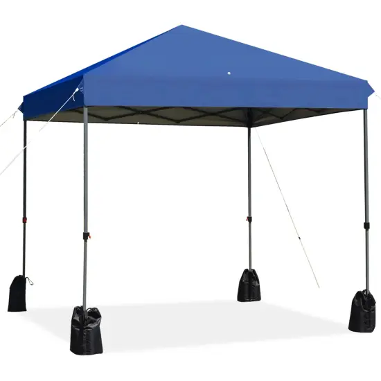 8'x8' Outdoor Pop up Canopy Tentw/Roller Bag-White Blue {3}