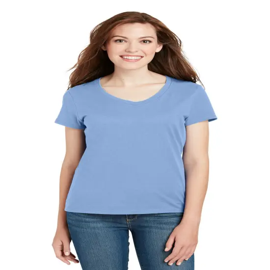 Hanes&reg; Women's Perfect-T Cotton Short Sleeve V-Neck T-Shirt Navy {4}