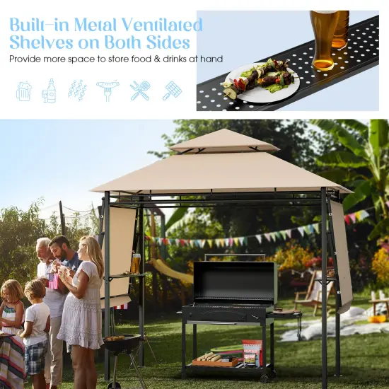 Patio BBQ Grill Gazebo Canopy with Dual Side Awnings {5}