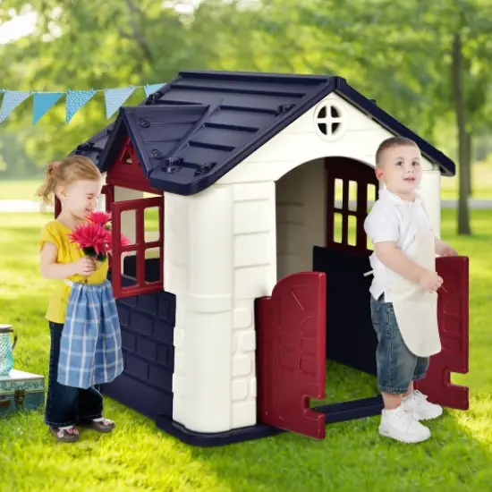 Indoor and Outdoor Games Cottage with Working Doors and Windows Blue {2}