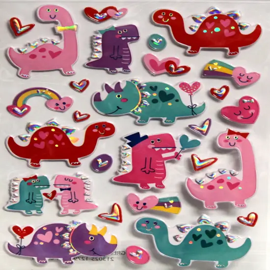 Valentine's Day Dinosaur Dimensional Stickers {1}