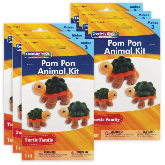 Pom Pon Animal Kit, Turtle Family, Assorted Sizes, 3 Turtles Per Kit, 6 Kits {1}