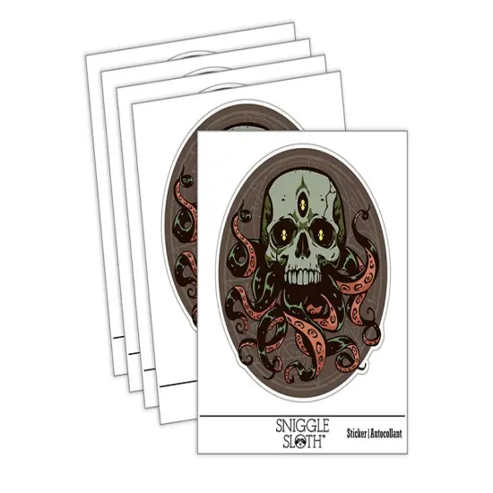 Cthulhu Skull Octopus Tentacles Eldritch Horror Waterproof Vinyl Phone Tablet Laptop Water Bottle Sticker Set - 5 Pack {2}