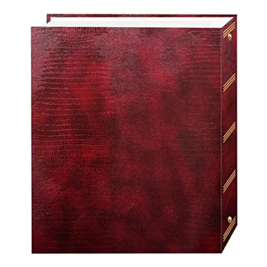 100 Pages (50 Sheets), Magnetic Self-Stick 3-Ring Photo Album Burgundy Red {1}