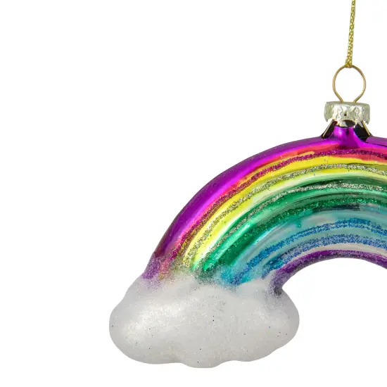 Northlight 4.75" Glass Rainbow and Clouds Christmas Ornament Multi {5}