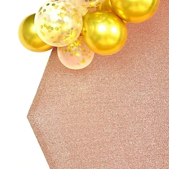 ROSE GOLD 8 ft Metallic Spandex Hexagon STAND COVER {2}