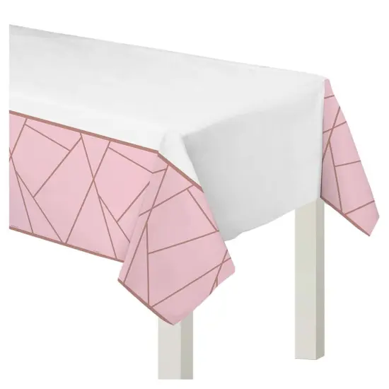 Blush Wedding Plastic Table Cover, 1ct {1}