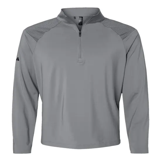 Adidas&reg; Shoulder Stripe Quarter-Zip Pullover Grey three {1}