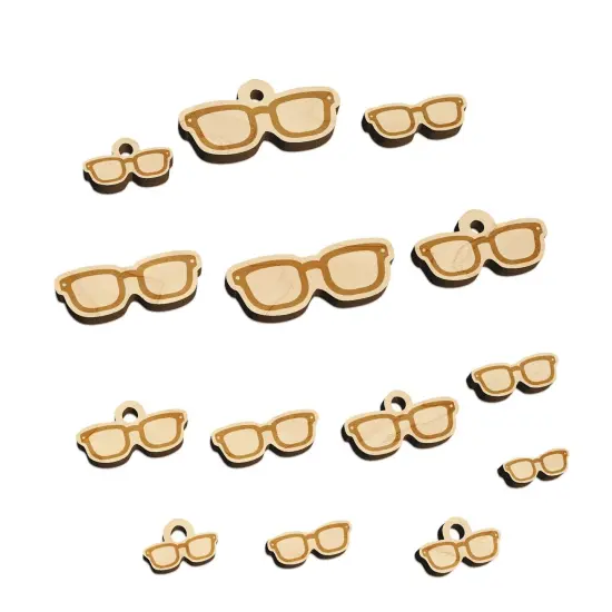 Thick Framed Glasses Geek Hipster Mini Wood Shape Charms Jewelry DIY Craft {7}