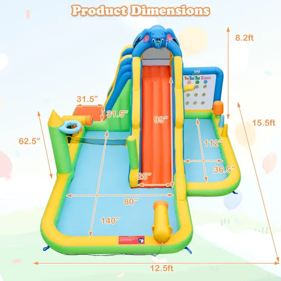 Inflatable Water Slide With Splash Pool And Climbing Wall For Oudoor Indoor Without Blower {3}