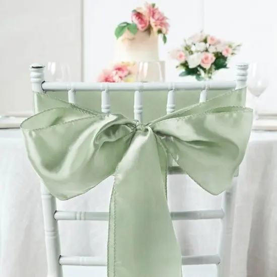 10Pcs Satin Chair Sashes for Wedding Reception Decor Sage green {1}