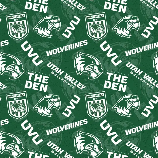 Sykel Enterprises-Utah Valley University Cotton Fabric-Utah Valley Wolverines Tone On Tone Cotton Quilting Fabric {1}