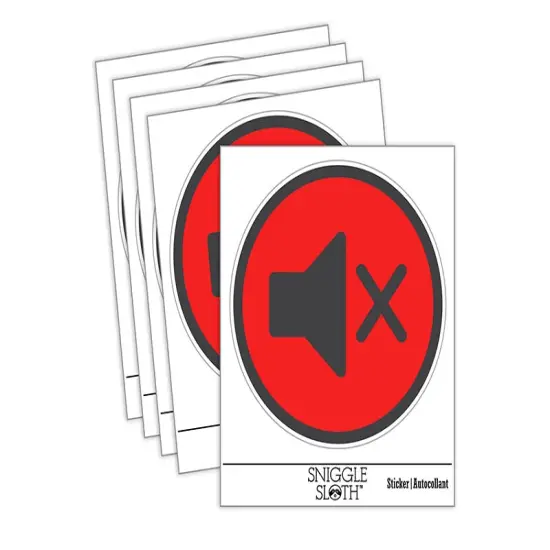 Muted No Audio Speaker Symbol Waterproof Vinyl Phone Tablet Laptop Water Bottle Sticker Set - 5 Pack {2}