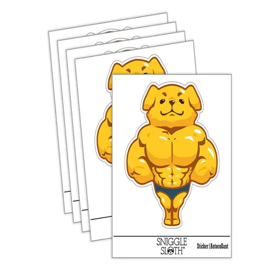 Buff Muscle Dog Funny Golden Retriever Waterproof Vinyl Phone Tablet Laptop Water Bottle Sticker Set - 5 Pack {2}