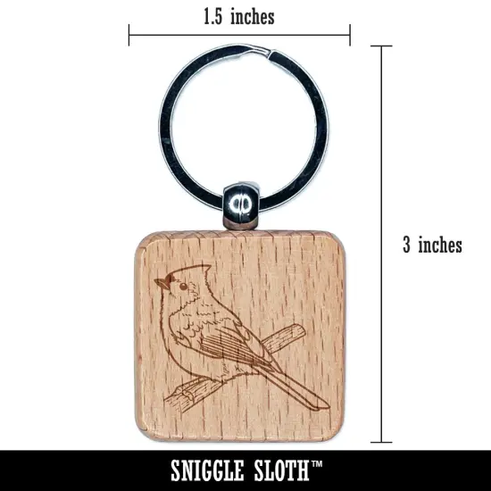Perky Tufted Titmouse Bird Engraved Wood Square Keychain Tag Charm {2}