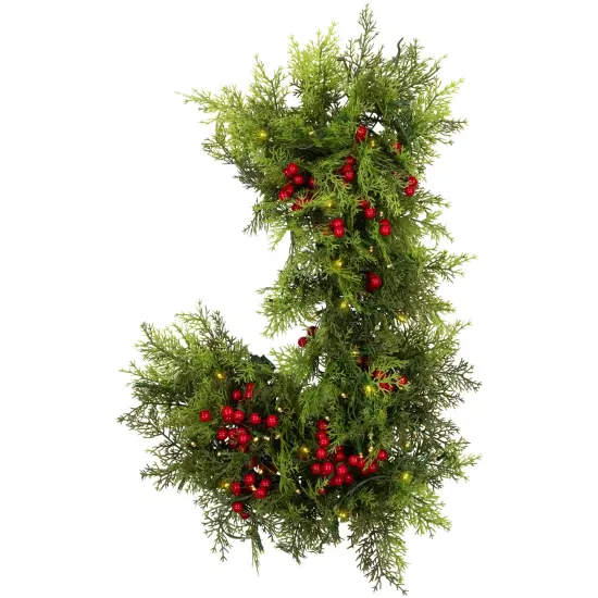 Northlight Lighted Artificial Cedar "JOY" Christmas Decoration - 24" - Warm White LED Lights Green {4}