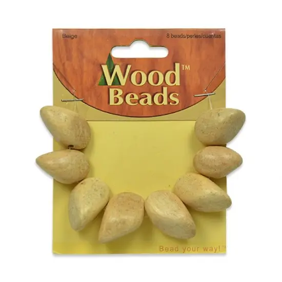 6 Packs of Wooden Nugget Beads - Beige - 8 pcs. {1}