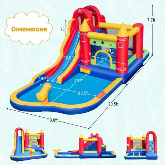 9-in-1 Inflatable Bounce Castle With Water Slide And Splash Pool Without Blower {5}