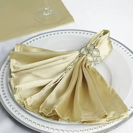10 CHAMPAGNE Silky SATIN 20x20" Wedding NAPKINS {1}
