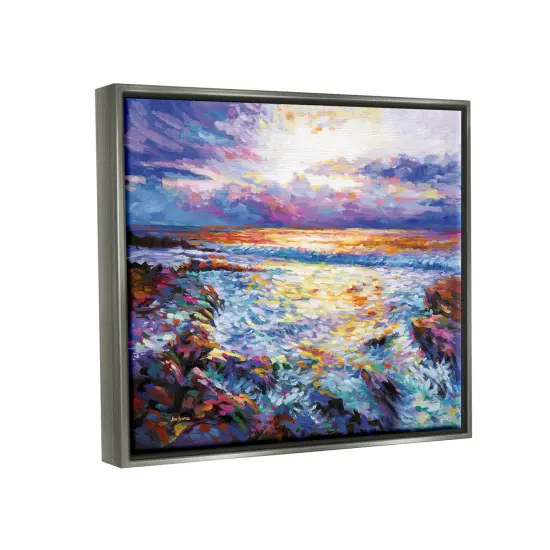 Stupell Industries Abstract Contemplation by the Sea Framed Floater Canvas Wall Art Gray Floater Frame {3}