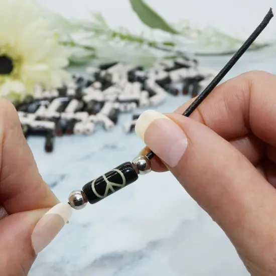 100 Porcelain Ceramic Beads with 5m Leather Cord for Adults {3}