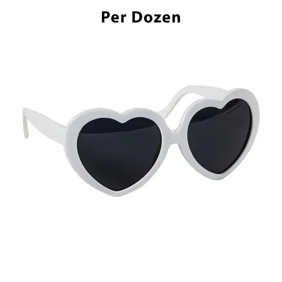 Adults White Heart-Shaped Sunglasses 12 Pieces {1}