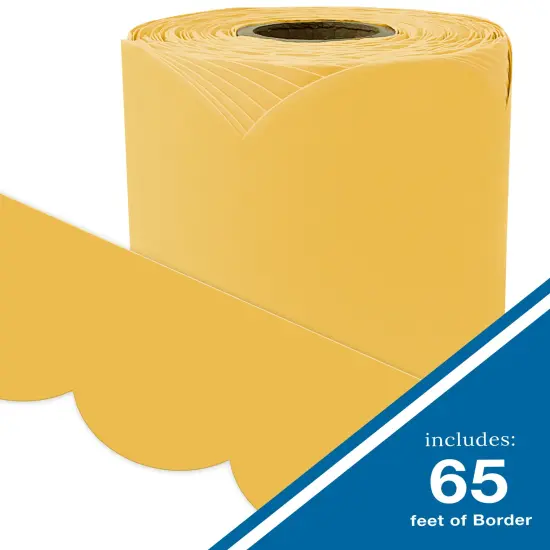 Carson Dellosa 65Ft of Goldenrod Yellow Green Bulletin Board Borders, 1 Roll of Mango Scalloped Trim for Rolling Whiteboard, Cork and Posterboard, Party, Office Decorations, and Classroom Decor {2}