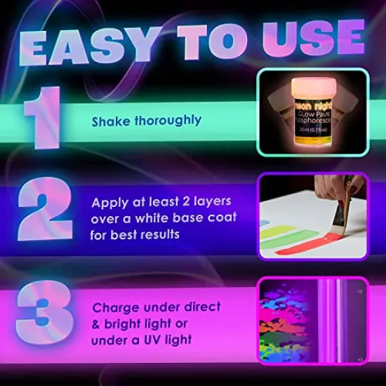 8 Pieces Glow-in-The-Dark Paint, Multi-Surface Acrylic Paints for Outdoor and Indoor Use on Canvas & Walls, Halloween Decorate, Gifts for Artists, Phosphorescent, Stocking Stuffers for Boys and Girls {5}