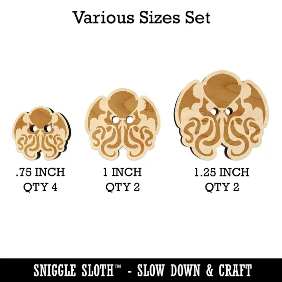Cthulhu Eldritch Horror Scary Wood Buttons for Sewing Knitting Crochet DIY Craft {1}