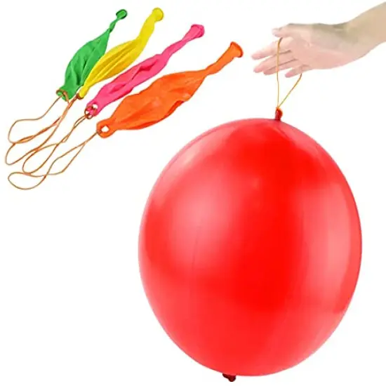 36 Pieces Punch Balloons Punching Balloon Heavy Duty Party Favors For Kids, Bouncy Balls with Rubber Band Handle for Birthday Party, Goodie Bag {5}