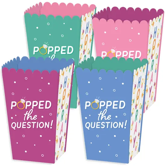 Big Dot of Happiness Just Engaged - Colorful - Engagement Party Favor Popcorn Treat Boxes - Set of 12 {1}