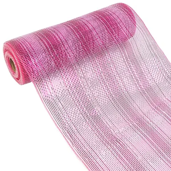 30 feet 10 Inch Pink Deco Mesh Valentine Hot Pink Mesh Ribbon Fabric Mesh Roll Decorative Mesh Wreath Supplies for Valentine's Day Wreath Front Door Mesh Wreath (30 Feet) {5}