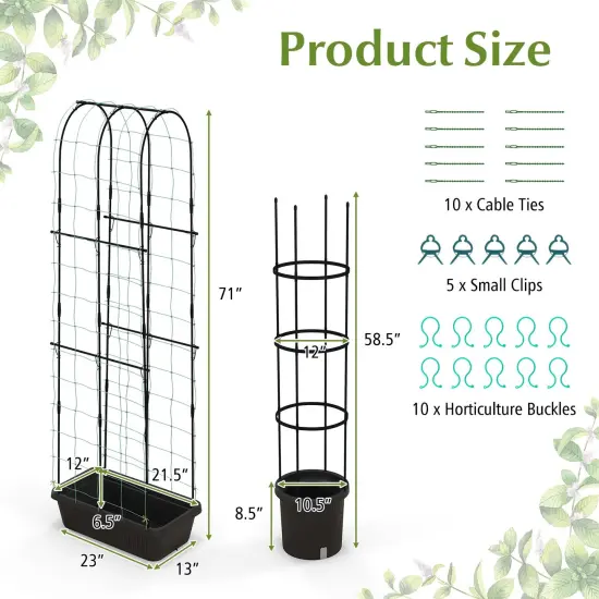2 Pack Garden Planters With Trellis Cucumber Trellis Tomato Cage-Black {5}
