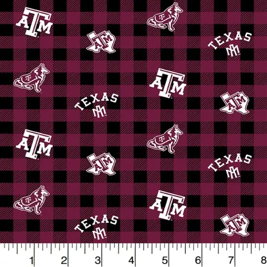 Sykel Enterprises-Texas A&M Cotton Fabric-Texas A and M Aggies Buffalo Plaid Cotton Quilting Fabric {1}