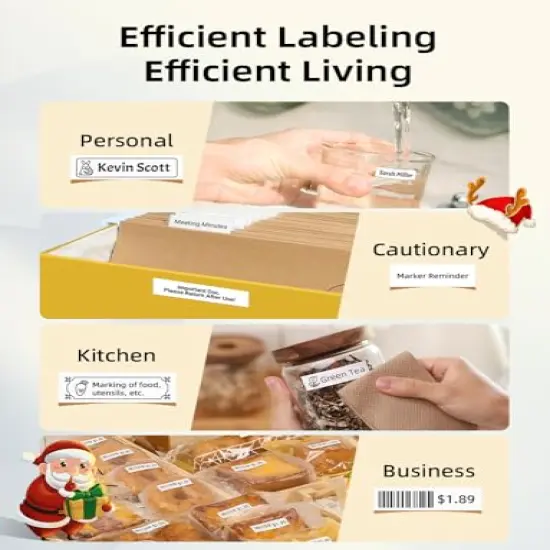 Label Maker Machine with Tape - Compatible with 9/12/16mm Waterproof Tape, Portable & Rechargeable with Built-in Cutter Wireless Label Printer Compatible with Android & iOS Devices {4}