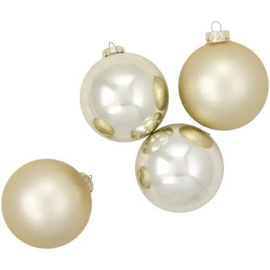 Northlight 2-Finish Glass Christmas Ball Ornaments - 4" (100mm) - Champagne Gold - 4ct {6}