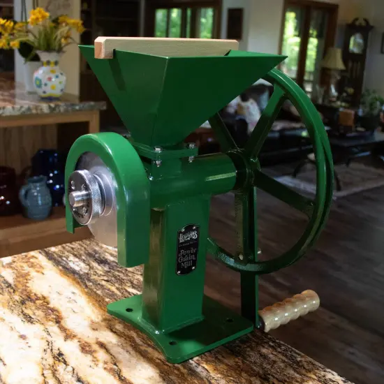 Lehman's Manual Power Grain Mill, Grinds Any Dry Grain to Pastry Flour, Big 6 Cup Capacity, 14 inches High with 12 inch Flywheel {6}
