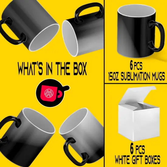 6 Pcs 15OZ El Grande Sublimation Ceramic Color Changing Mug - With Gift Boxes {2}