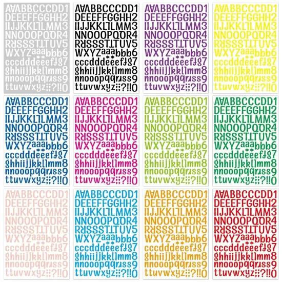 1512 PCS Alphabet Stickers 12 Sheets Alphabet Stickers Vinyl Self-Adhesive Number Alphabet Vinyl Stickers, Mailbox Numbers Labels DIY Crafts Art Making, Decals for Sign,Notebook, Classroom Decor, Door {1}