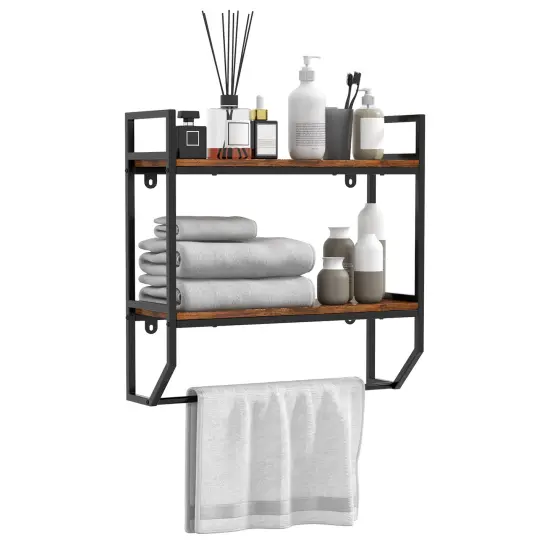 Over The Toilet Shelf Wall Mounted With Metal Frame For Bathroom {3}