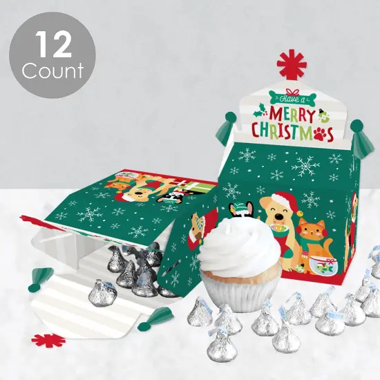 Big Dot of Happiness Christmas Pets - Treat Box Party Favors - Cats and Dogs Holiday Party Goodie Gable Boxes - Set of 12 {3}