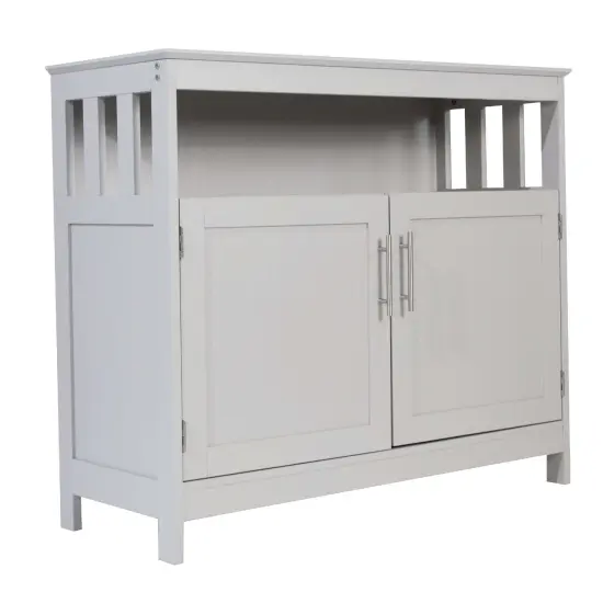Merrick Lane Tanner Buffet and Sideboard with Storage Cabinet and Upper Shelf Gray {1}