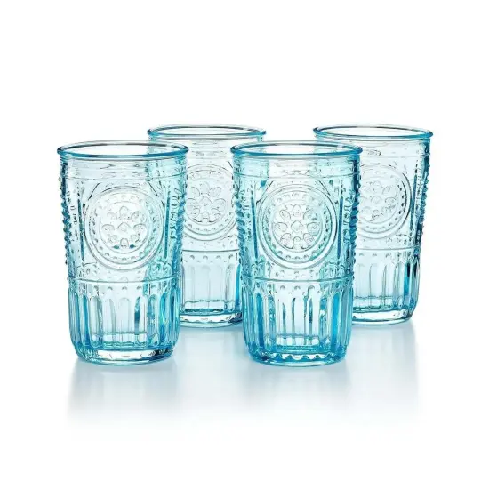 Bormioli Rocco Romantic Cooler Drinking Glass Set of 4, 16 oz - Light Blue {1}