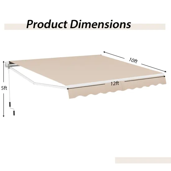 Retractable Patio Awning Aluminum Sunshade Shelter-Beige {5}